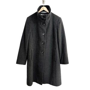 Larry Levine Dark Charcoal,Wool & Cashmere Blend Coat - Size 12